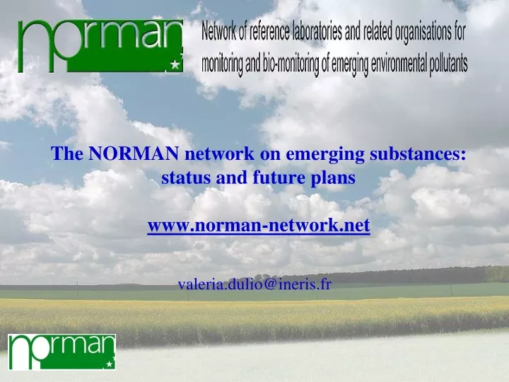 the norman network on emerging substances status and future plans www norman network net