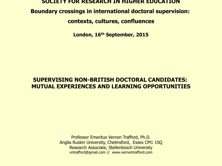 society for research in higher education boundary