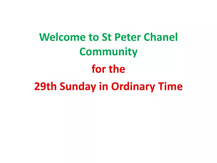 welcome to st peter chanel community for the 29th