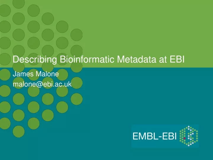 describing bioinformatic metadata at ebi