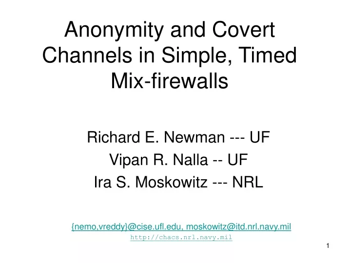 anonymity and covert channels in simple timed mix firewalls