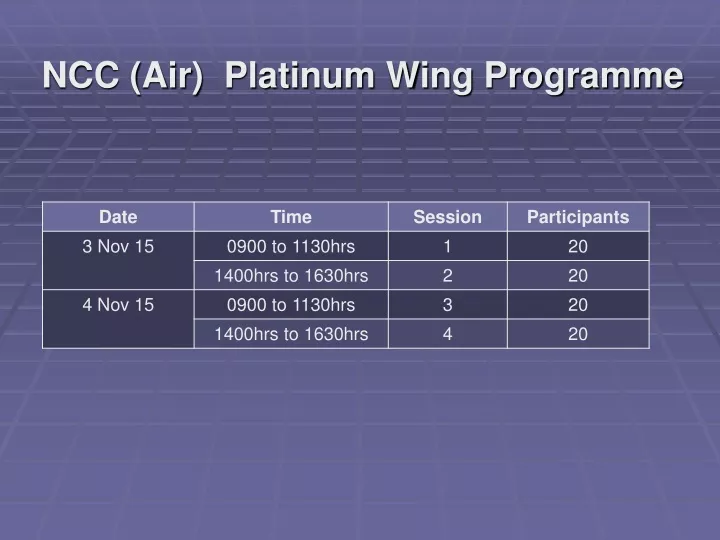 ncc air platinum wing programme
