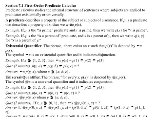 Section 7.1 First-Order Predicate Calculus
