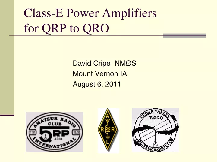 class e power amplifiers for qrp to qro