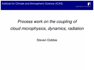 Process work on the coupling of  cloud microphysics, dynamics, radiation Steven Dobbie