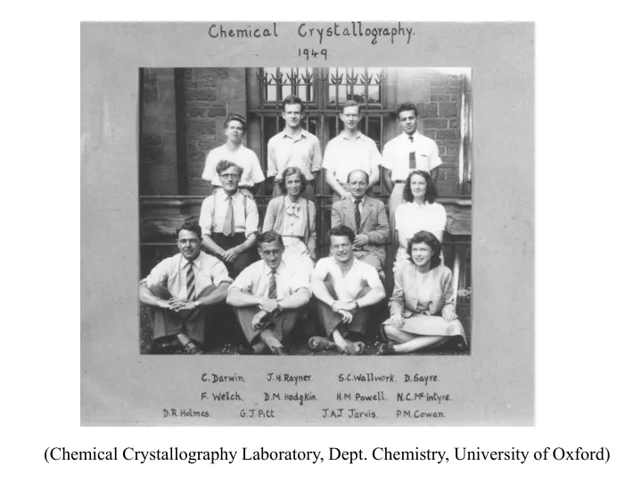 chemical crystallography laboratory dept