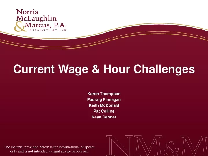 current wage hour challenges