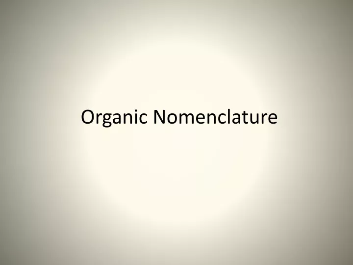 organic nomenclature