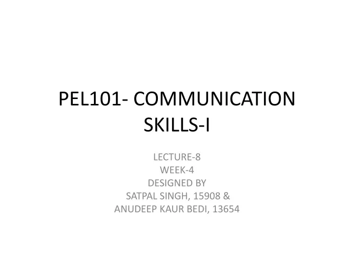 pel101 communication skills i
