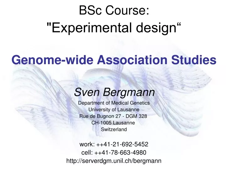 bsc course experimental design genome wide