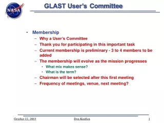 GLAST User’s Committee