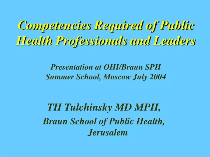 competencies required of public health