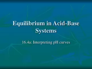 Equilibrium in Acid-Base Systems