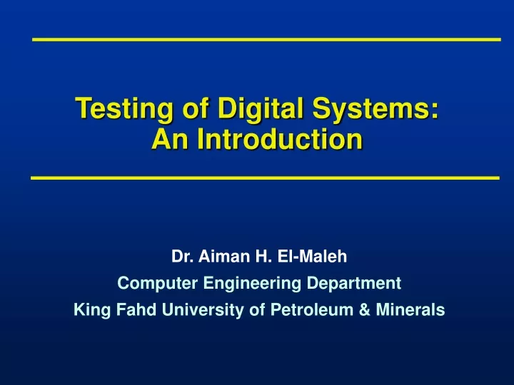 testing of digital systems an introduction