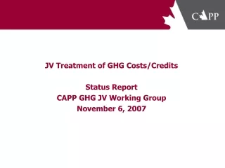 JV  Treatment of GHG Costs/Credits t of GHG Costs/Credits