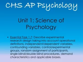 Unit 1: Science of Psychology