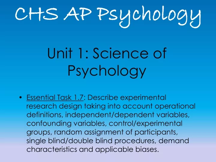 unit 1 science of psychology