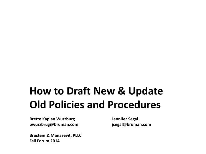 how to draft new update old policies and procedures