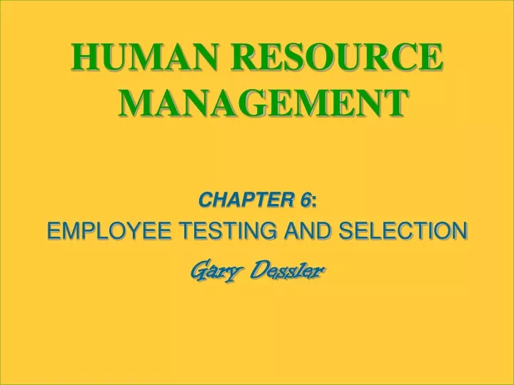 human resource management chapter 6 employee