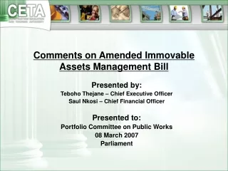 Comments on Amended Immovable Assets Management Bill