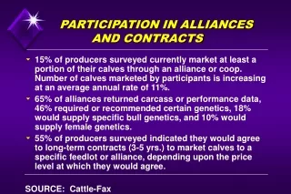 PARTICIPATION IN ALLIANCES AND CONTRACTS