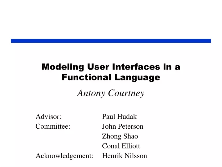 modeling user interfaces in a functional language