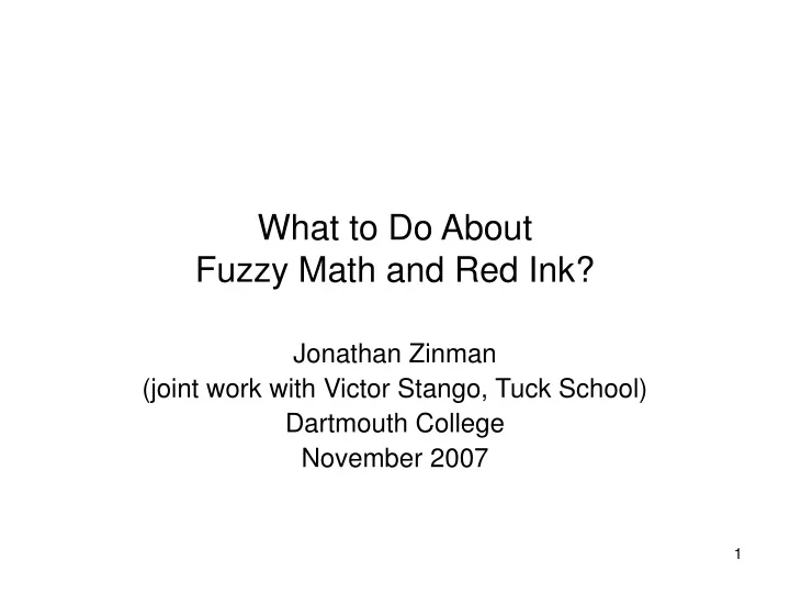 what to do about fuzzy math and red ink