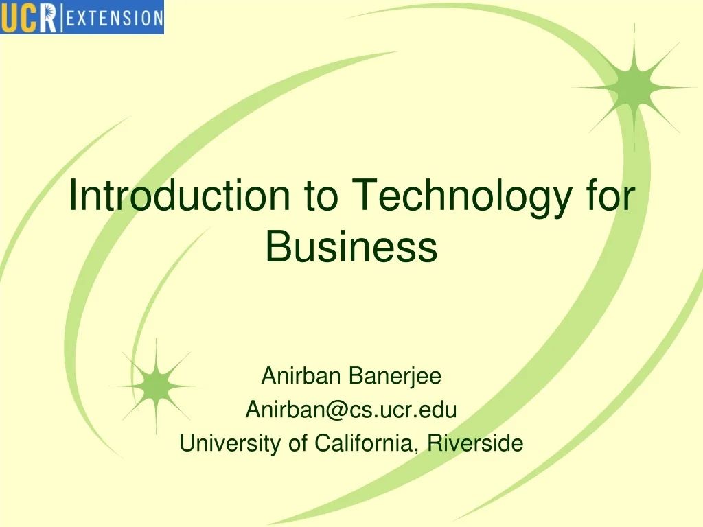 PPT - Introduction to Technology for Business PowerPoint Presentation ...