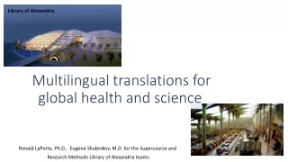 Multilingual translations  for global health and  science