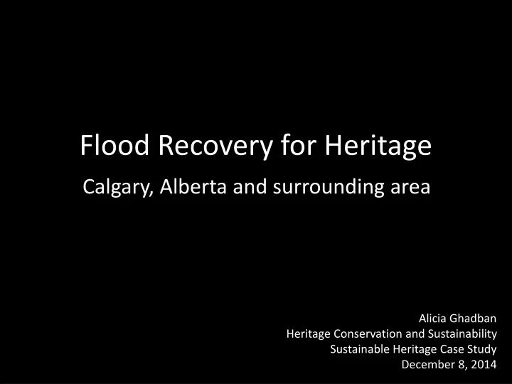 flood recovery for heritage