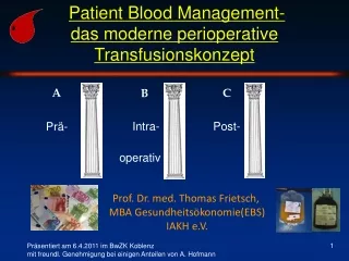 Patient Blood Management-  das moderne perioperative Transfusionskonzept