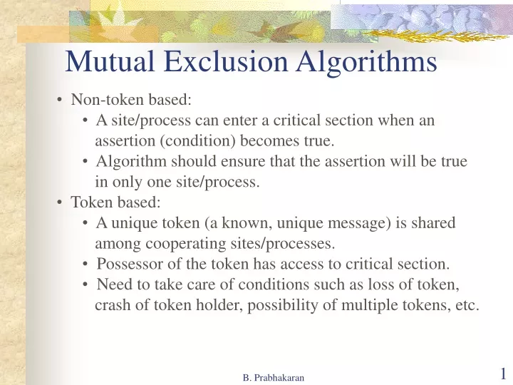 mutual exclusion algorithms