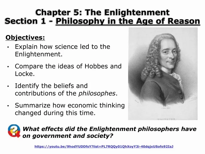 chapter 5 the enlightenment section 1 philosophy in the age of reason