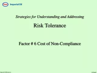 Strategies for Understanding and Addressing Risk Tolerance Factor # 6 Cost of Non-Compliance