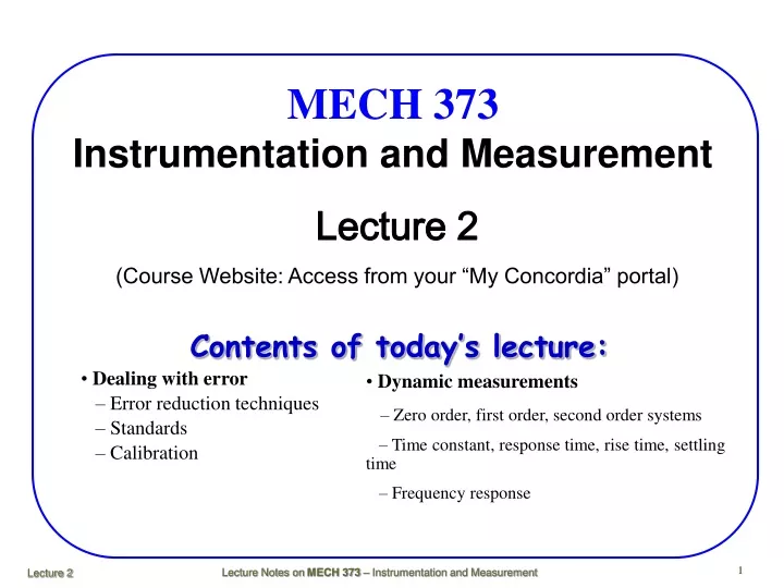 mech 373 instrumentation and measurement