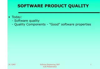 SOFTWARE PRODUCT QUALITY