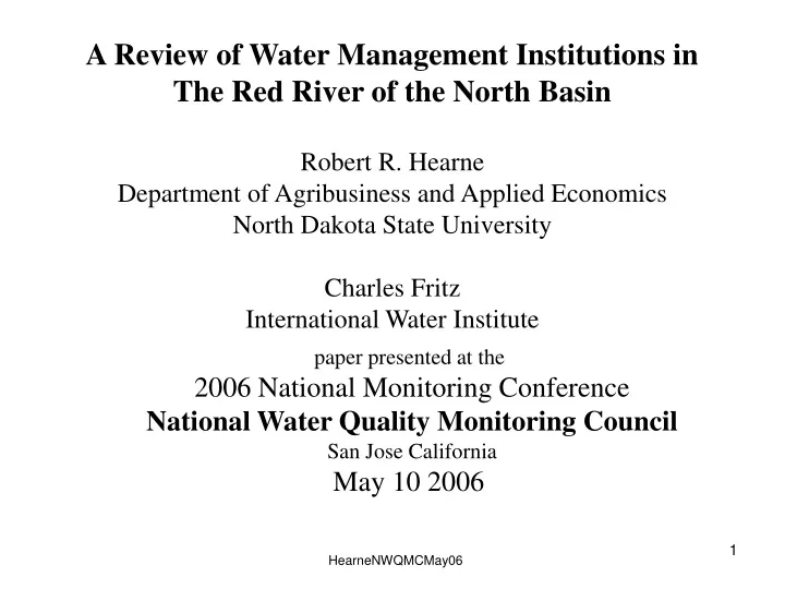 a review of water management institutions