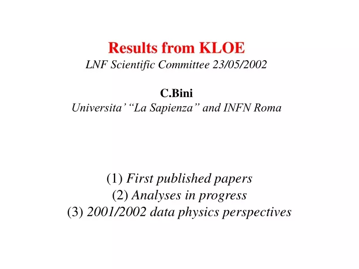 results from kloe lnf scientific committee