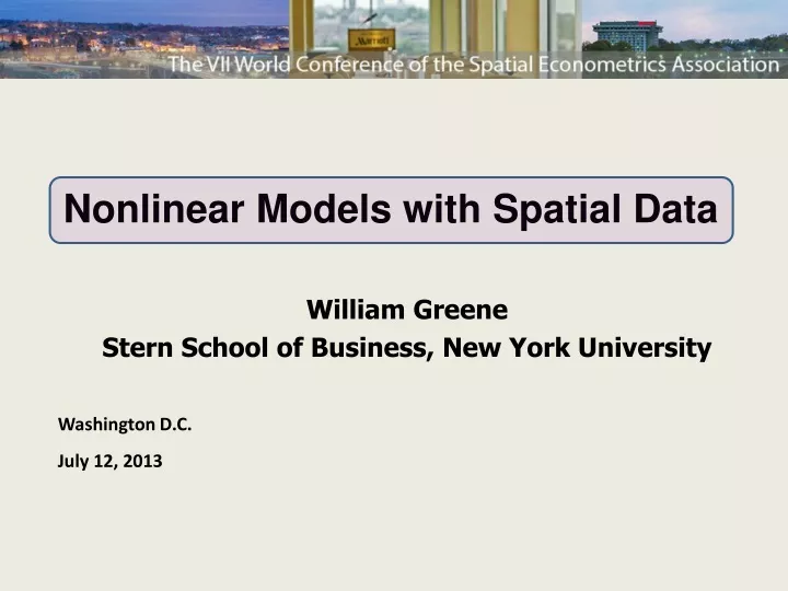 nonlinear models with spatial data