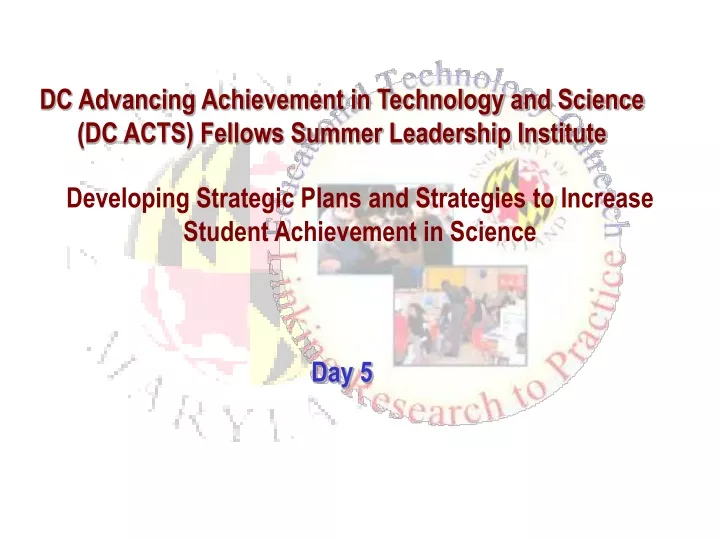 developing strategic plans and strategies to increase student achievement in science