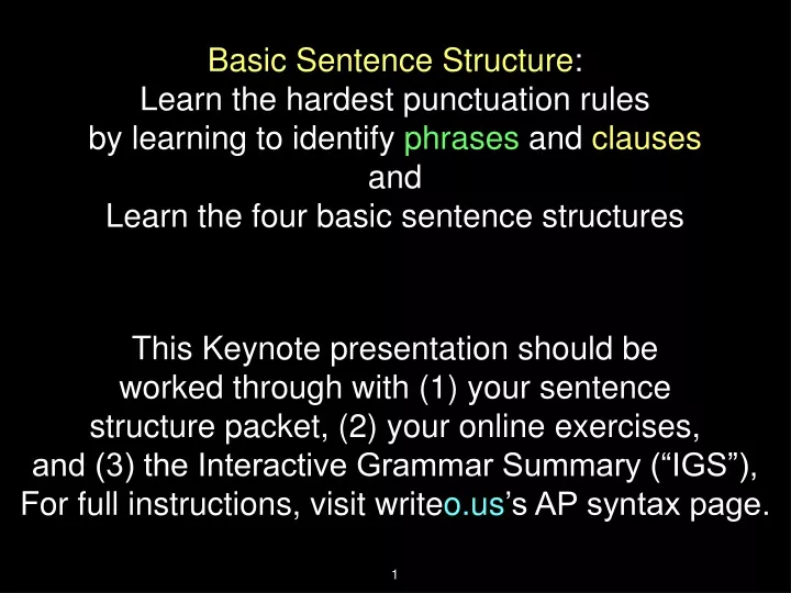 basic sentence structure learn the hardest