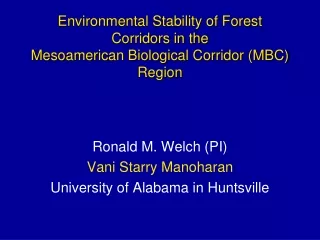 Environmental Stability of Forest Corridors in the  Mesoamerican Biological Corridor (MBC) Region