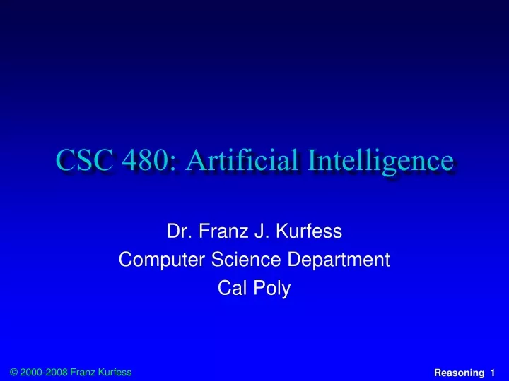 csc 480 artificial intelligence