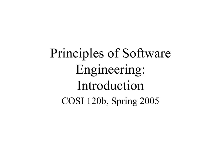 principles of software engineering introduction