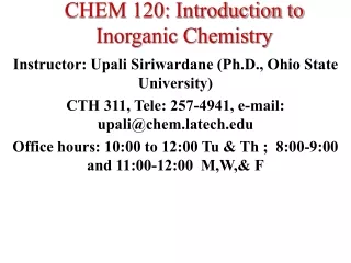 CHEM 120: Introduction to Inorganic Chemistry