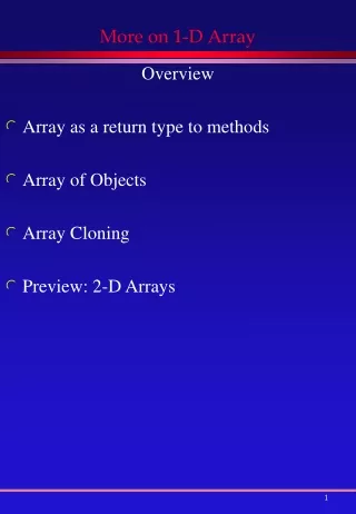 More on 1-D Array