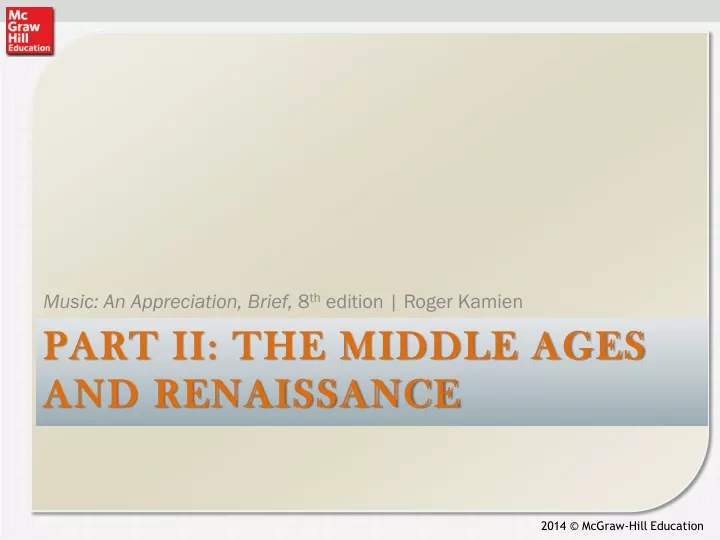 part ii the middle ages and renaissance