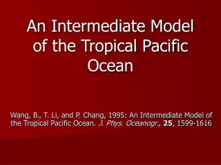 An Intermediate Model of the Tropical Pacific Ocean