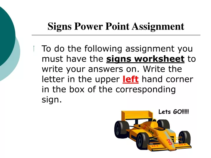 signs power point assignment