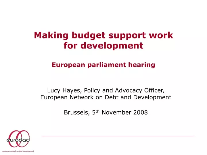 making budget support work for development european parliament hearing